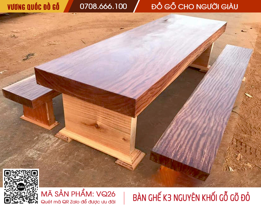 Bộ bàn ghế K3 nguyên khối gỗ gõ đỏ cho anh Tuấn-Bắc Ninh. Vương Quốc Đồ Gỗ