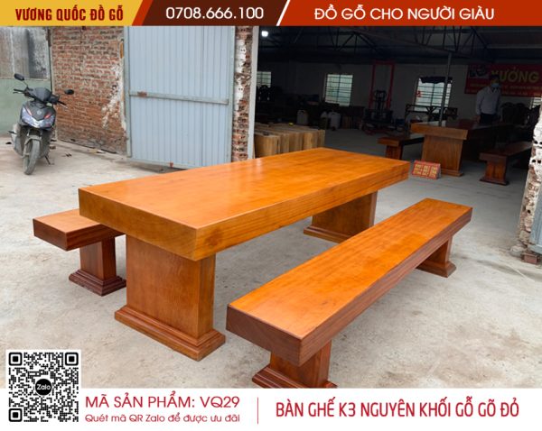 Bộ bàn ghế k3/3 tấm nguyên khối. Vương Quốc Đồ Gỗ